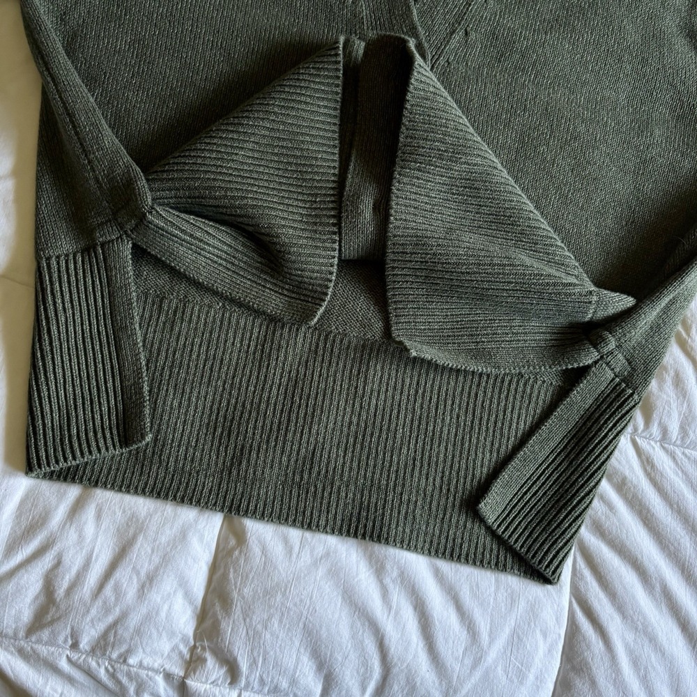 Gap 24/7 Split Hem Cardigan Olive "Deep Depth" Green Women's L Grandpacore EUC - Picture 5 of 13